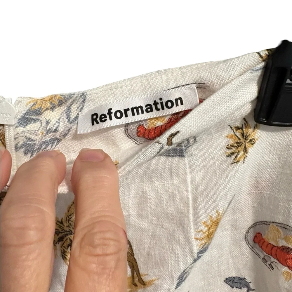 Reformation Linen Pants in Cabana Beach Print